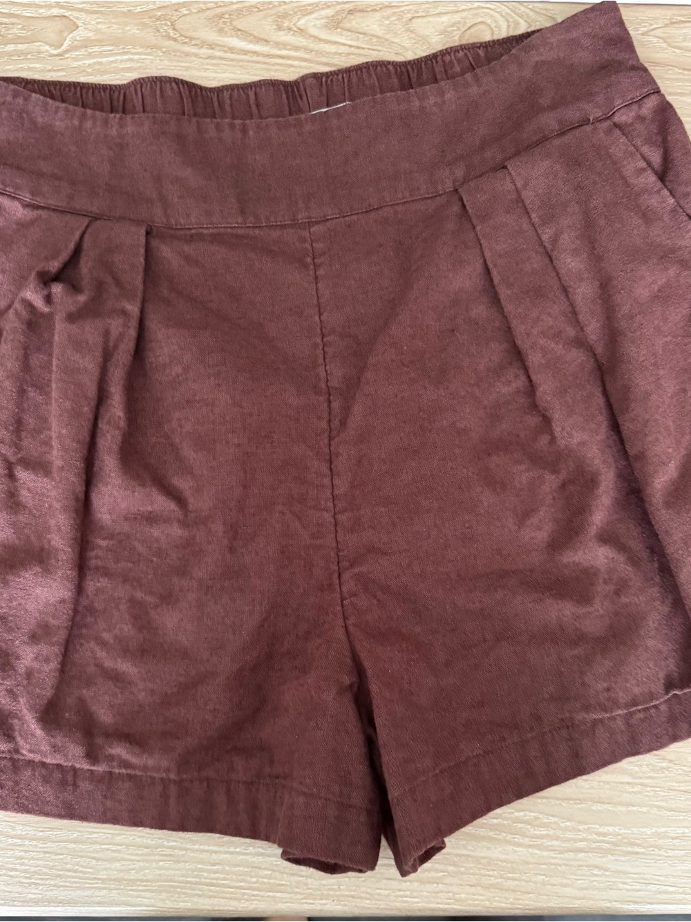 Abercrombie & Fitch Medium Linen Pleated Shorts Brown Relaxed Resort Vacation - Picture 5 of 7